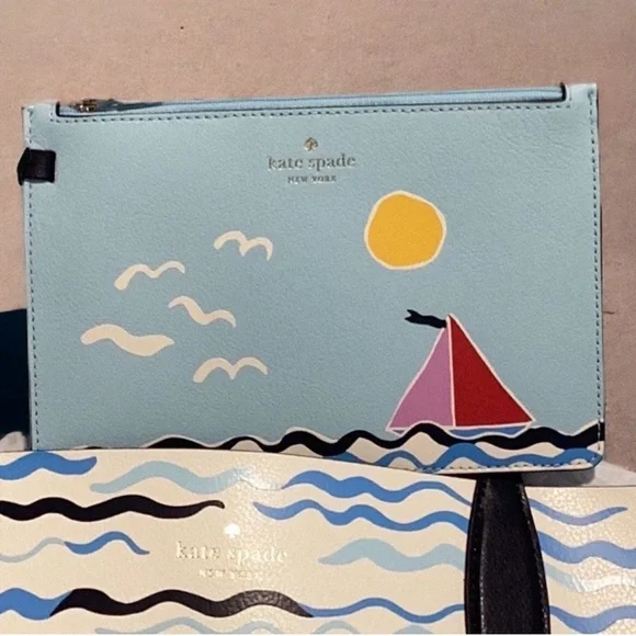 Kate Spade NWT Novelty 2FER Set Sail Large Tote & Detachable Wristlet.